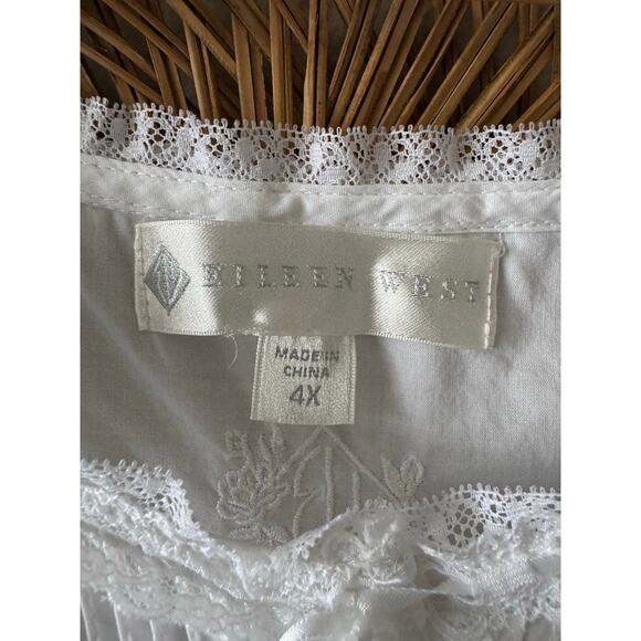 SOLD✨Eileen West Moonlight Sonata Long Cotton Nightgown White Cottagecore 4X - Picture 6 of 14